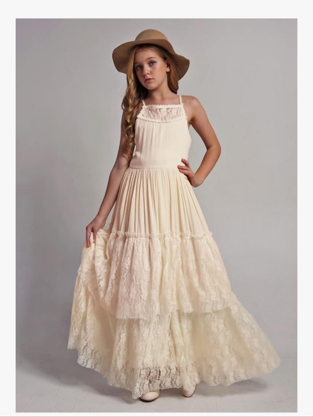 Girls Kids Lace Back Full-Length Backless Tulle